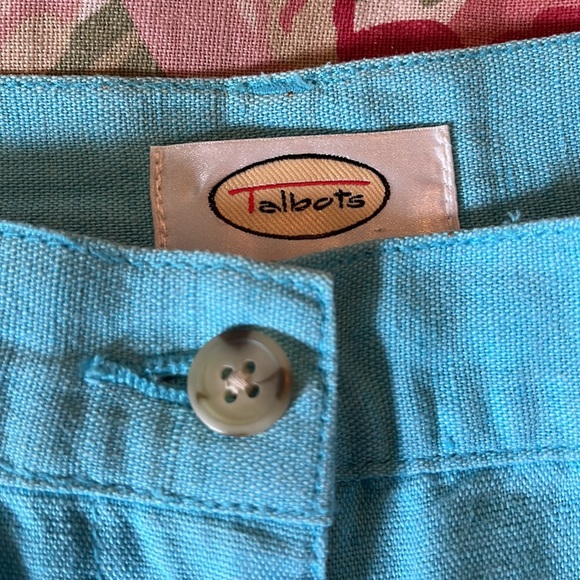 Vtg TALBOTS size 12 Caribbean Blue Irish Linen High Rise Flat Front Ankle NEW - Picture 8 of 14